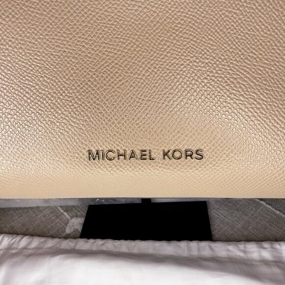 Michael Kors Sylvia Satchel Shoulder Bag - Beige Taupe Leather - Picture 3 of 16